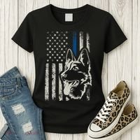 Patriotic German Shepherd K9 Unit Thin Blue Line Police Gift Women's T-Shirt thumb 3