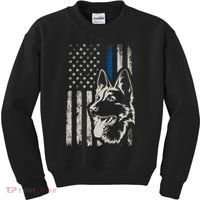 Patriotic German Shepherd K9 Unit Thin Blue Line Police Gift Kids Sweatshirt thumb 0