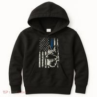 Patriotic German Shepherd K9 Unit Thin Blue Line Police Gift Kids Hoodie thumb 0
