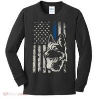 Patriotic German Shepherd K9 Unit Thin Blue Line Police Gift Kids Long Sleeve Shirt thumb 0