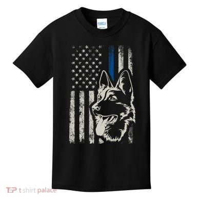 Patriotic German Shepherd K9 Unit Thin Blue Line Police Gift Kids T-Shirt
