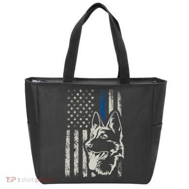 Patriotic German Shepherd K9 Unit Thin Blue Line Police Gift Tote Bag