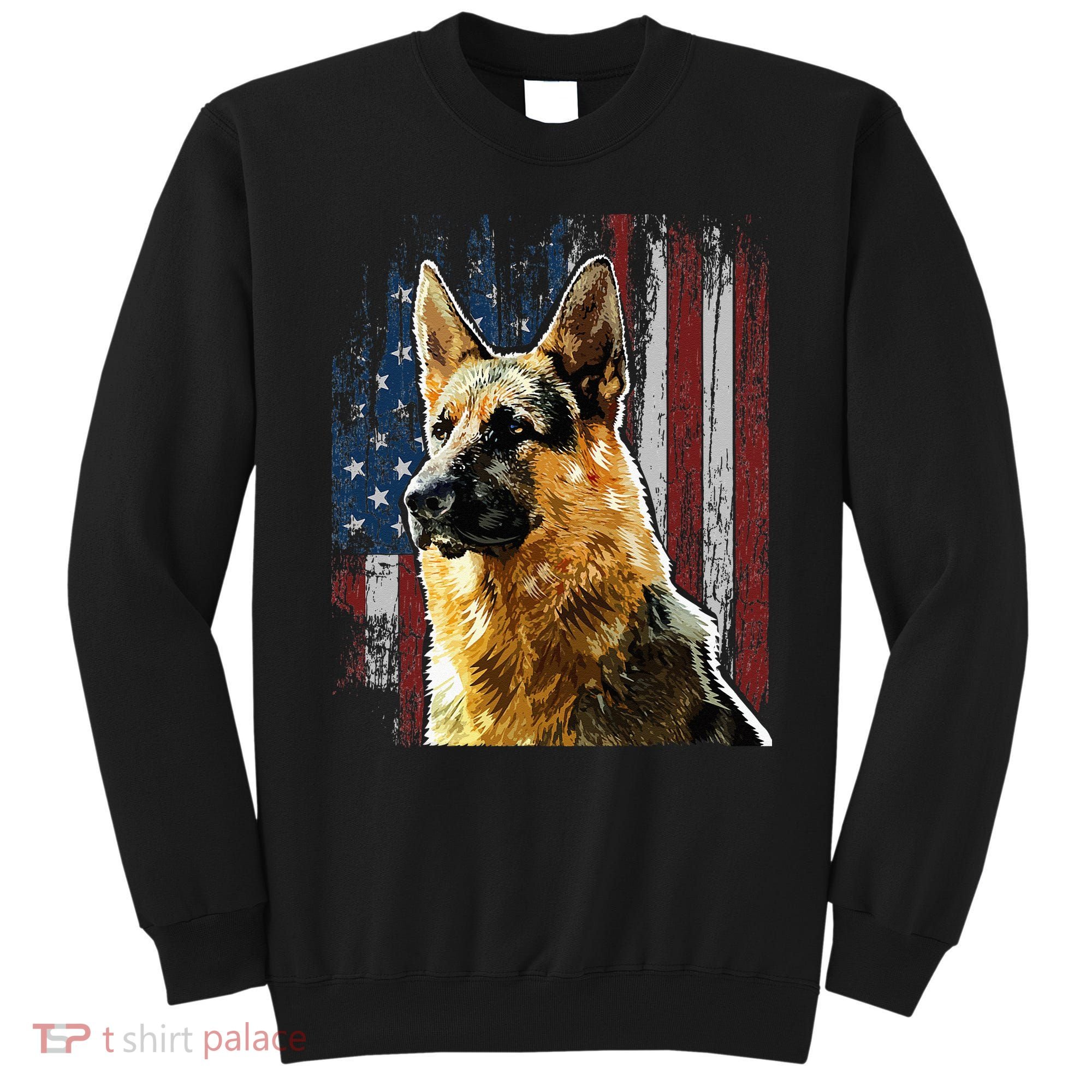 Patriotic German Shepherd American Flag Dog Gift Men Women Sweatshirt