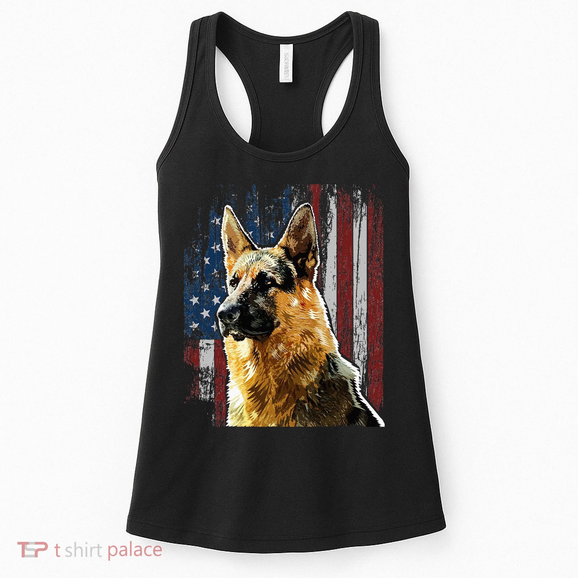 Patriotic German Shepherd American Flag Dog Gift Men Women Women's Tank Top