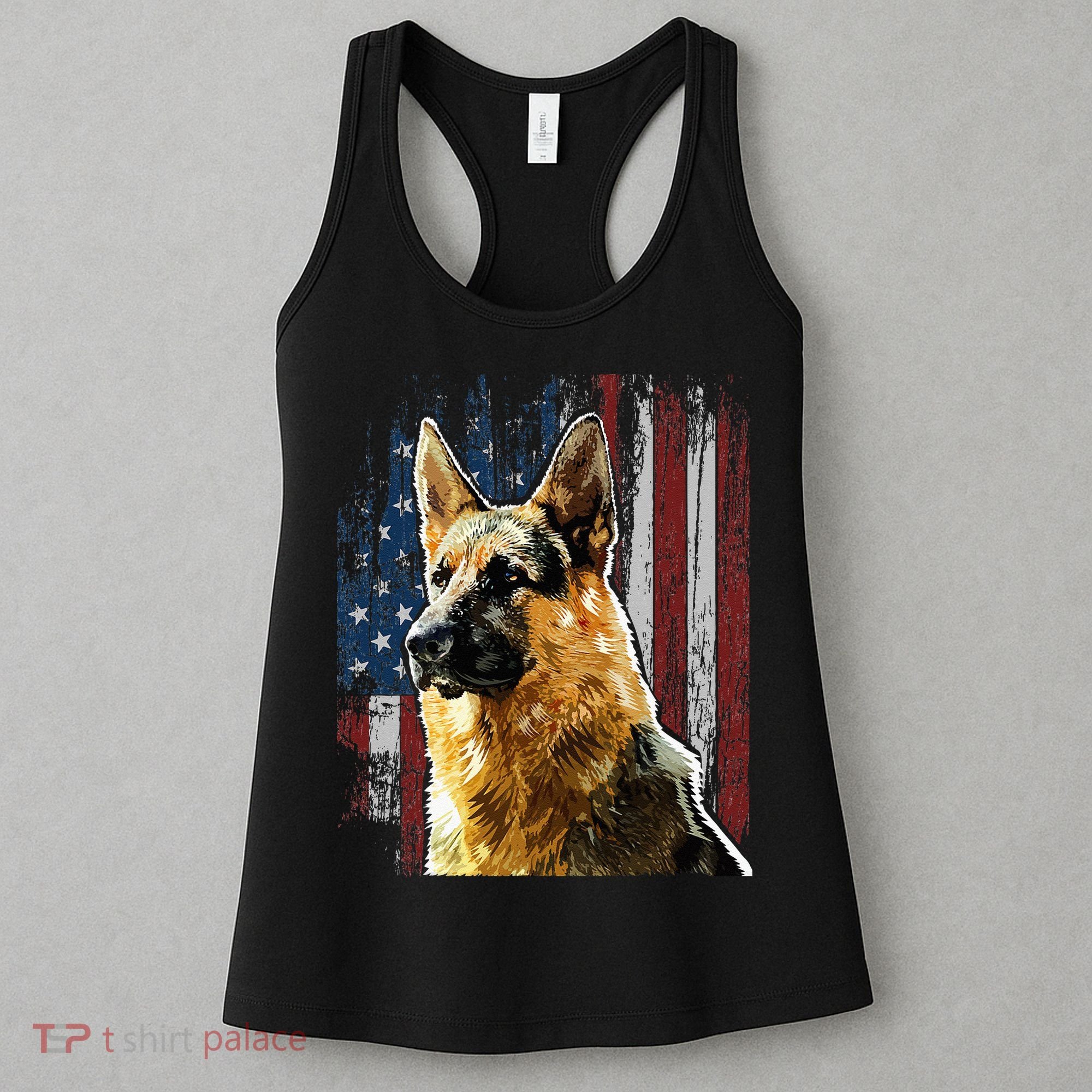 Patriotic German Shepherd American Flag Dog Gift Men Women Women's Tank Top