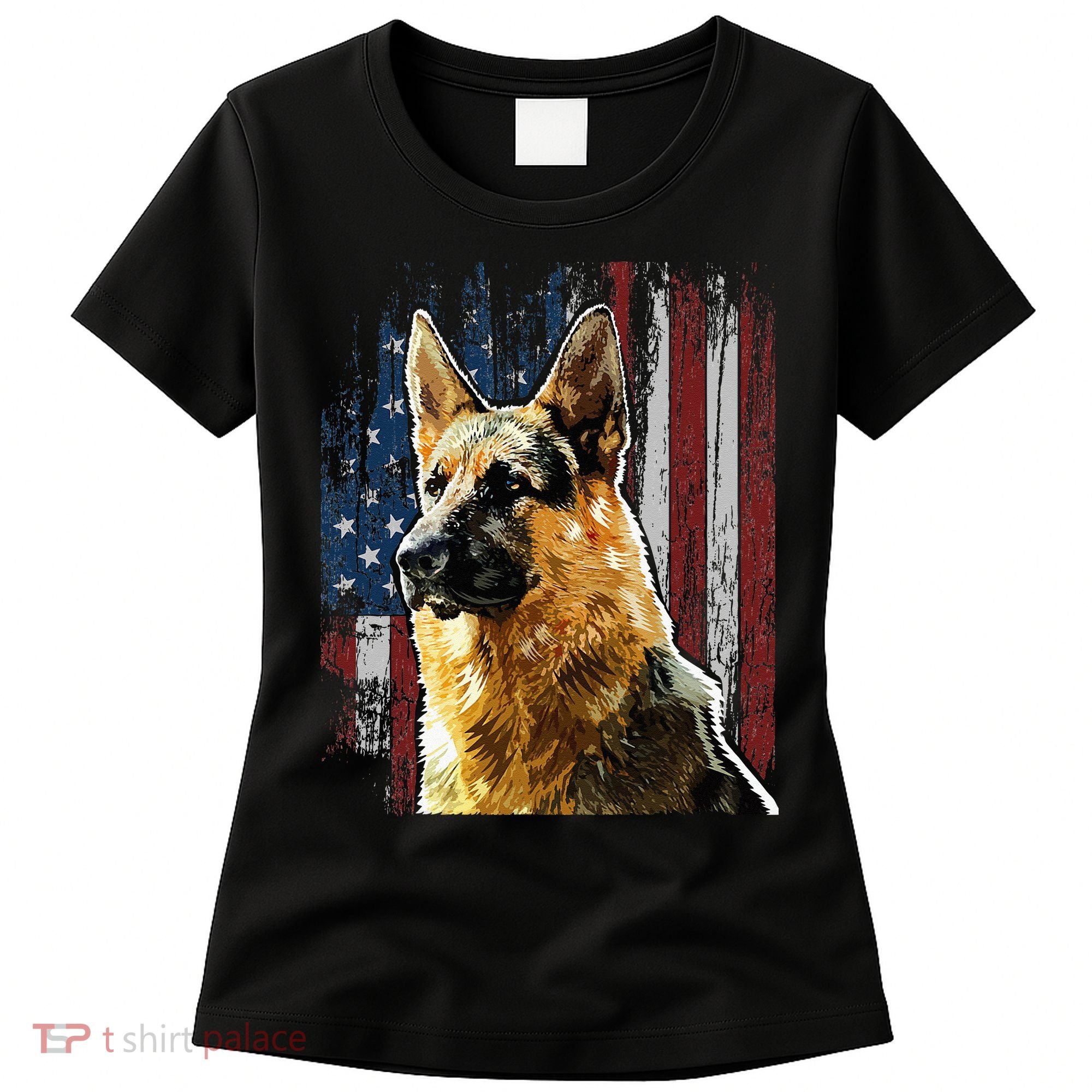 Patriotic German Shepherd American Flag Dog Gift Men Women Women's T-Shirt