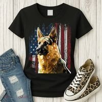 Patriotic German Shepherd American Flag Dog Gift Men Women Women's T-Shirt thumb 3