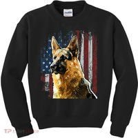 Patriotic German Shepherd American Flag Dog Gift Men Women Kids Sweatshirt thumb 0