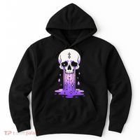 Pastel Goth Skull Crying Sad Stars Purple Alt Aesthetic Hoodie thumb 0