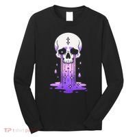 Pastel Goth Skull Crying Sad Stars Purple Alt Aesthetic Long Sleeve Shirt thumb 0