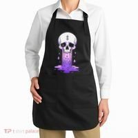 Pastel Goth Skull Crying Sad Stars Purple Alt Aesthetic Apron thumb 2