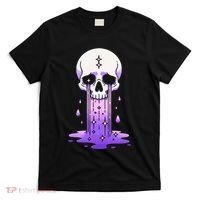 Pastel Goth Skull Crying Sad Stars Purple Alt Aesthetic T-Shirt thumb 0