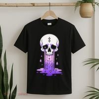 Pastel Goth Skull Crying Sad Stars Purple Alt Aesthetic T-Shirt thumb 2
