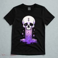 Pastel Goth Skull Crying Sad Stars Purple Alt Aesthetic T-Shirt thumb 5