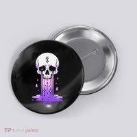 Pastel Goth Skull Crying Sad Stars Purple Alt Aesthetic Button thumb 0