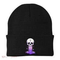 Pastel Goth Skull Crying Sad Stars Purple Alt Aesthetic Beanie thumb 0