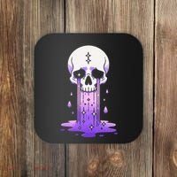 Pastel Goth Skull Crying Sad Stars Purple Alt Aesthetic Coaster thumb 0