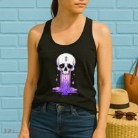 Pastel Goth Skull Crying Sad Stars Purple Alt Aesthetic Women's Tank Top thumb 2