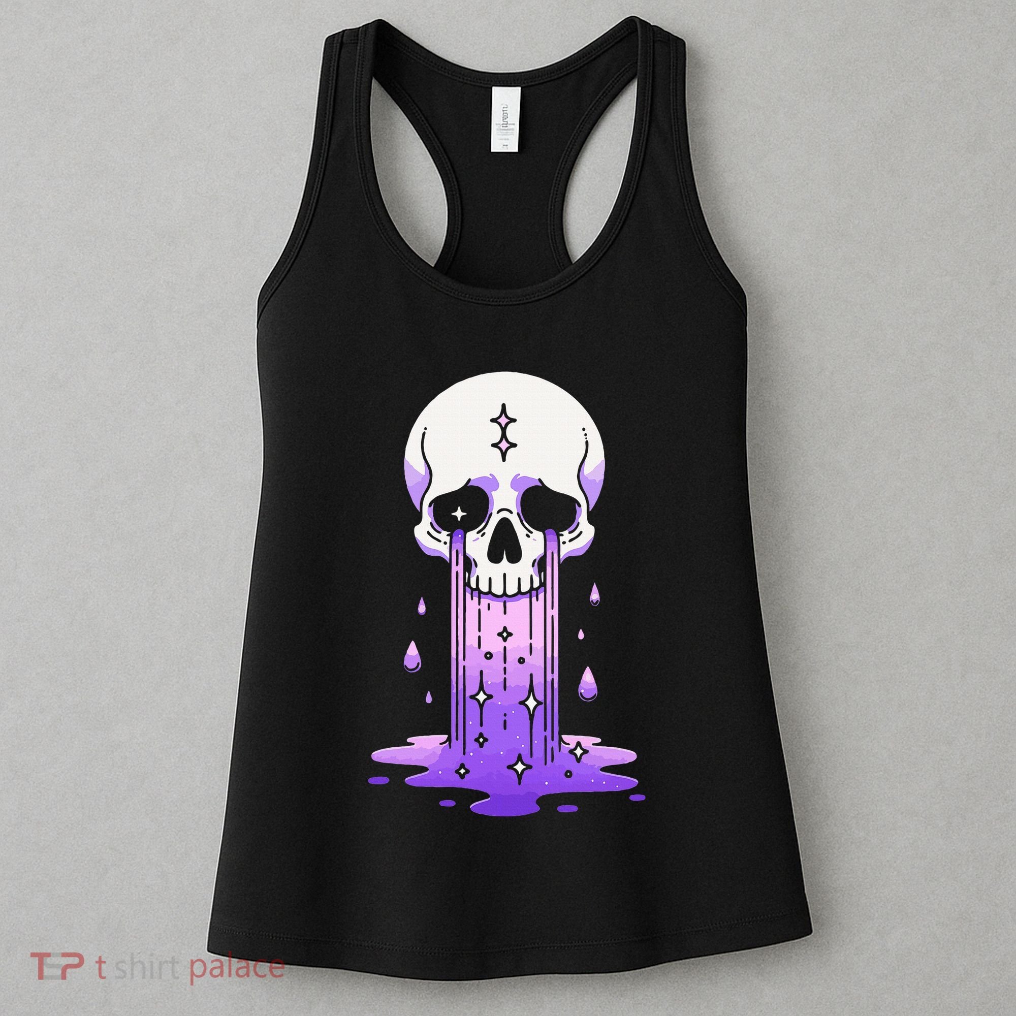 Pastel Goth Skull Crying Sad Stars Purple Alt Aesthetic Women's Tank Top