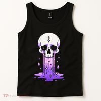 Pastel Goth Skull Crying Sad Stars Purple Alt Aesthetic Tank Top thumb 2