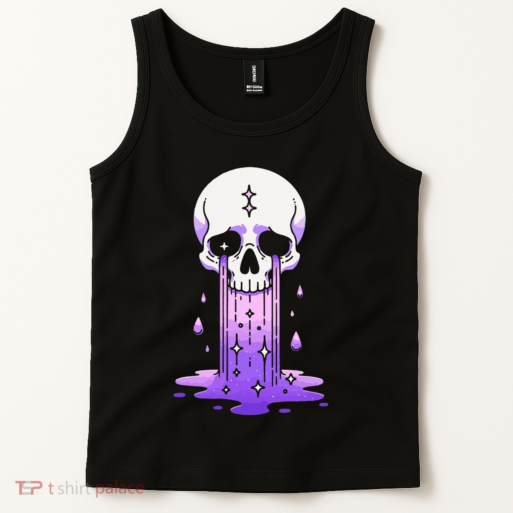 Pastel Goth Skull Crying Sad Stars Purple Alt Aesthetic Tank Top