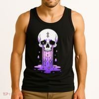 Pastel Goth Skull Crying Sad Stars Purple Alt Aesthetic Tank Top thumb 3