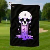 Pastel Goth Skull Crying Sad Stars Purple Alt Aesthetic Golf Towel thumb 1