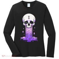 Pastel Goth Skull Crying Sad Stars Purple Alt Aesthetic Women's Long Sleeve Shirt thumb 0