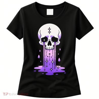 Pastel Goth Skull Crying Sad Stars Purple Alt Aesthetic Women's T-Shirt