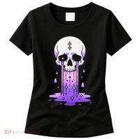 Pastel Goth Skull Crying Sad Stars Purple Alt Aesthetic Women's T-Shirt thumb 0