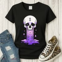 Pastel Goth Skull Crying Sad Stars Purple Alt Aesthetic Women's T-Shirt thumb 3