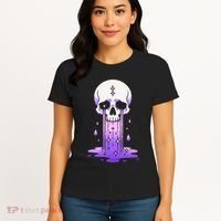 Pastel Goth Skull Crying Sad Stars Purple Alt Aesthetic Women's T-Shirt thumb 4