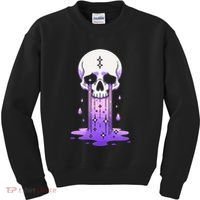 Pastel Goth Skull Crying Sad Stars Purple Alt Aesthetic Kids Sweatshirt thumb 0