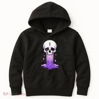 Pastel Goth Skull Crying Sad Stars Purple Alt Aesthetic Kids Hoodie thumb 0