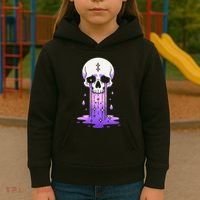 Pastel Goth Skull Crying Sad Stars Purple Alt Aesthetic Kids Hoodie thumb 3