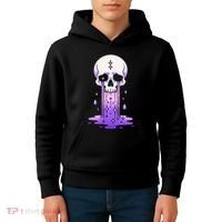 Pastel Goth Skull Crying Sad Stars Purple Alt Aesthetic Kids Hoodie thumb 4