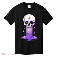 Pastel Goth Skull Crying Sad Stars Purple Alt Aesthetic Kids T-Shirt thumb 0