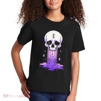 Pastel Goth Skull Crying Sad Stars Purple Alt Aesthetic Kids T-Shirt thumb 2