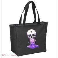 Pastel Goth Skull Crying Sad Stars Purple Alt Aesthetic Tote Bag thumb 2