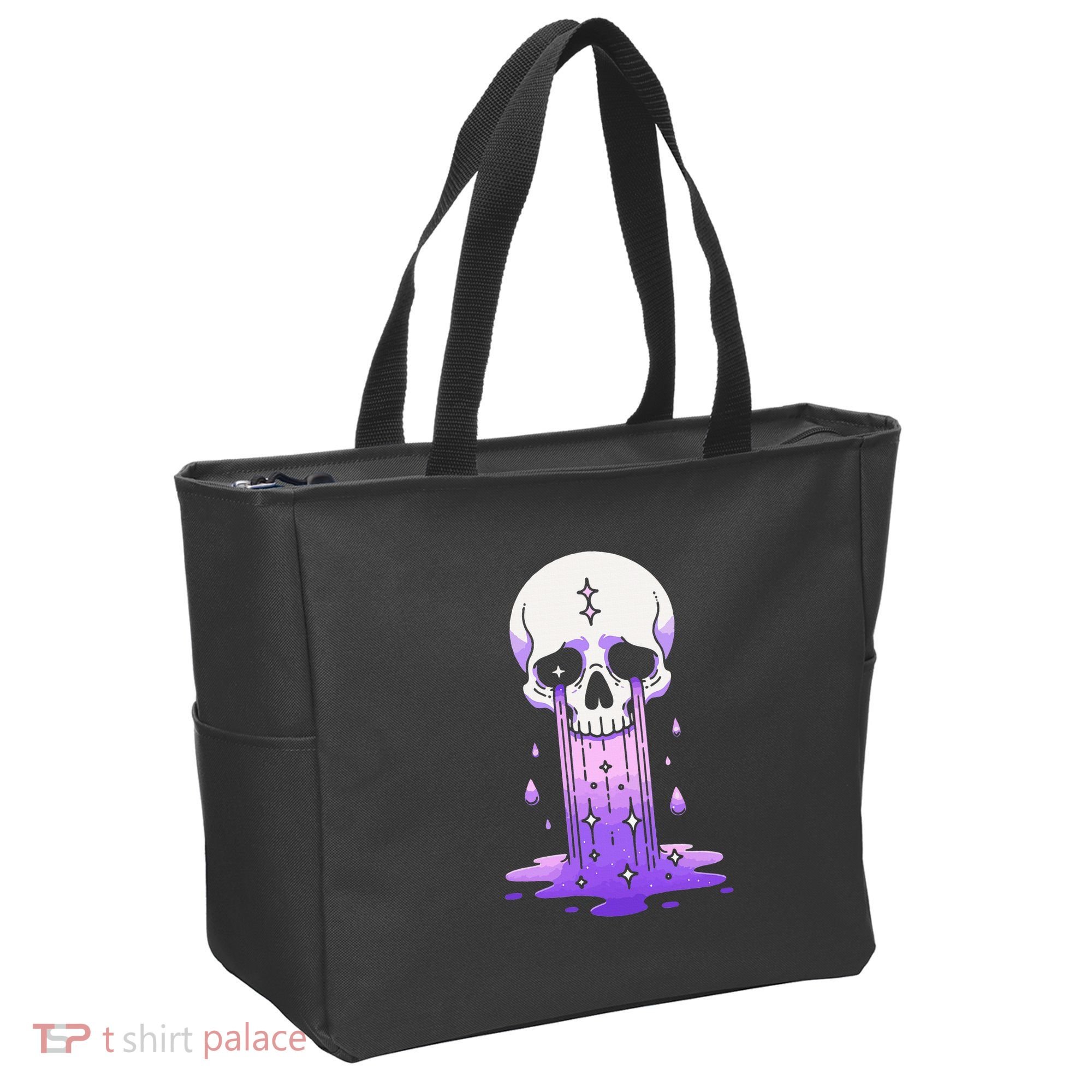 Pastel Goth Skull Crying Sad Stars Purple Alt Aesthetic Tote Bag