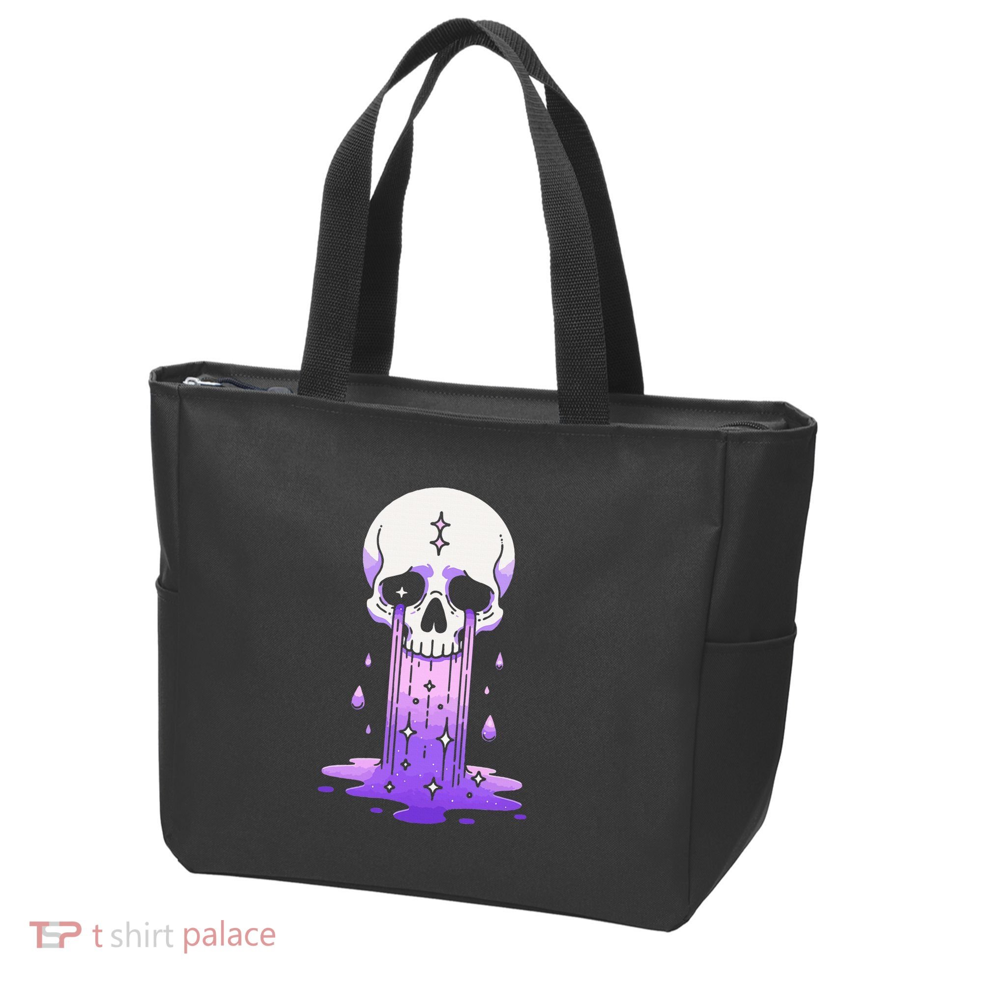 Pastel Goth Skull Crying Sad Stars Purple Alt Aesthetic Tote Bag