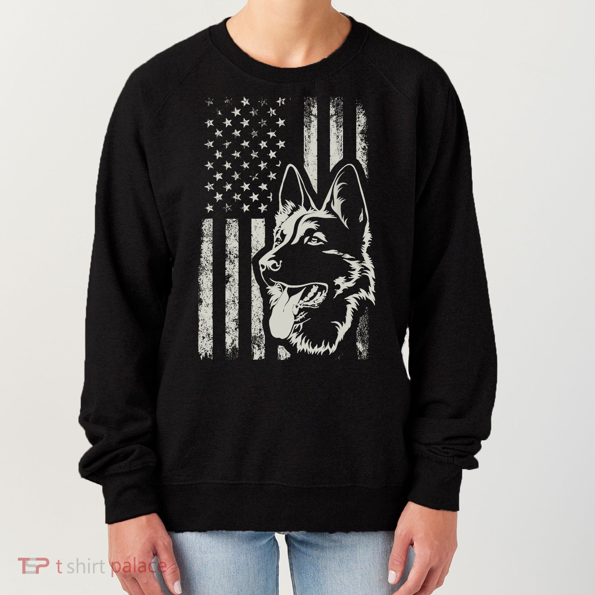 Patriotic German Shepherd AMERICAN FLAG 4th Of July Shepherd Women's Sweatshirt