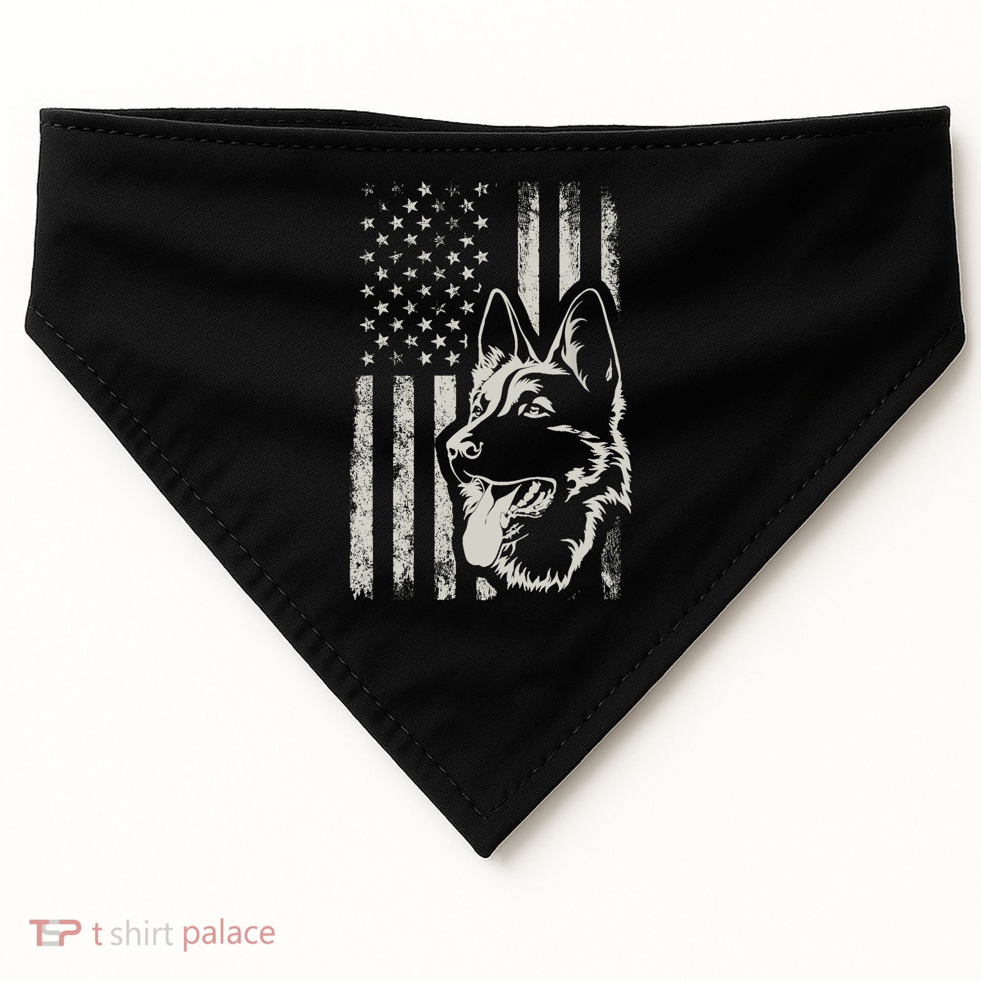 Patriotic German Shepherd AMERICAN FLAG 4th Of July Shepherd USA-Made Doggie Bandana