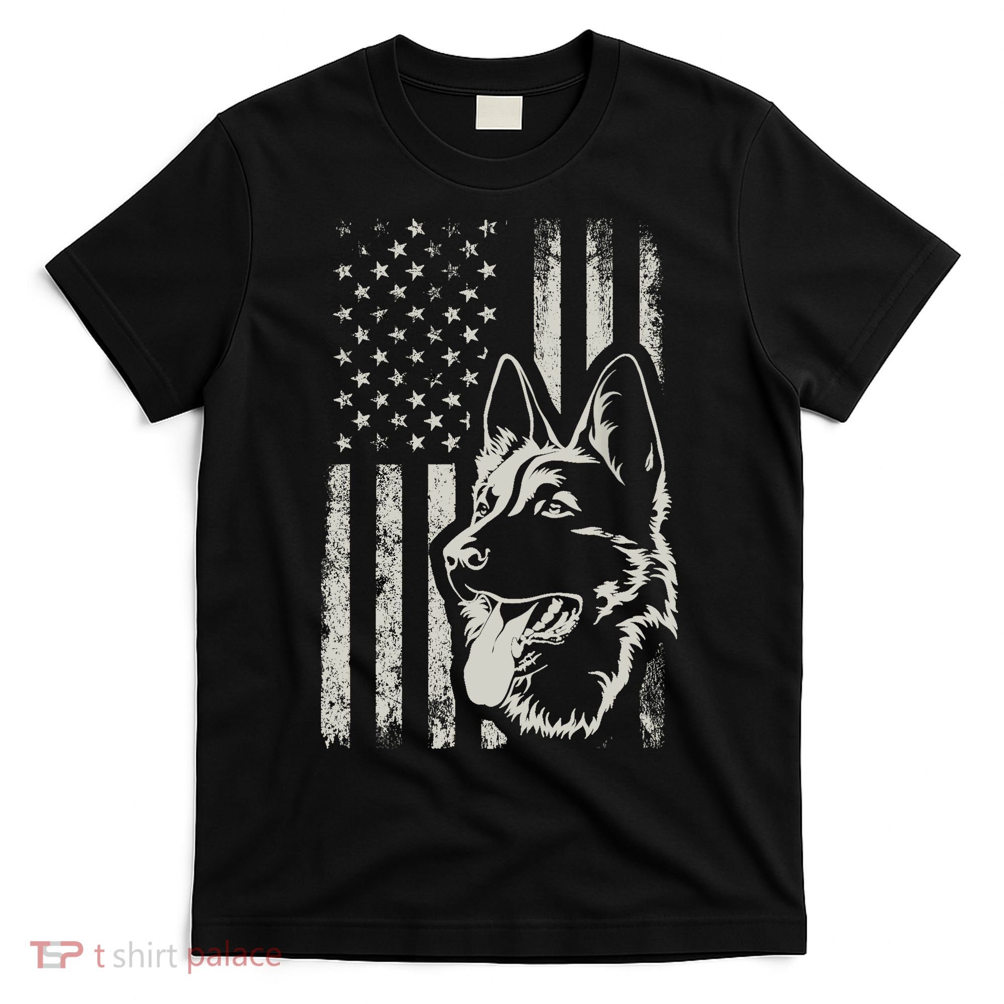 Patriotic German Shepherd AMERICAN FLAG 4th Of July Shepherd T-Shirt