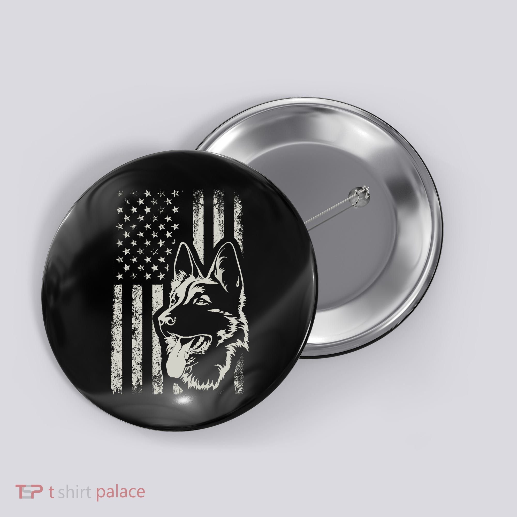 Patriotic German Shepherd AMERICAN FLAG 4th Of July Shepherd Button