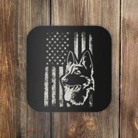 Patriotic German Shepherd AMERICAN FLAG 4th Of July Shepherd Coaster thumb 0