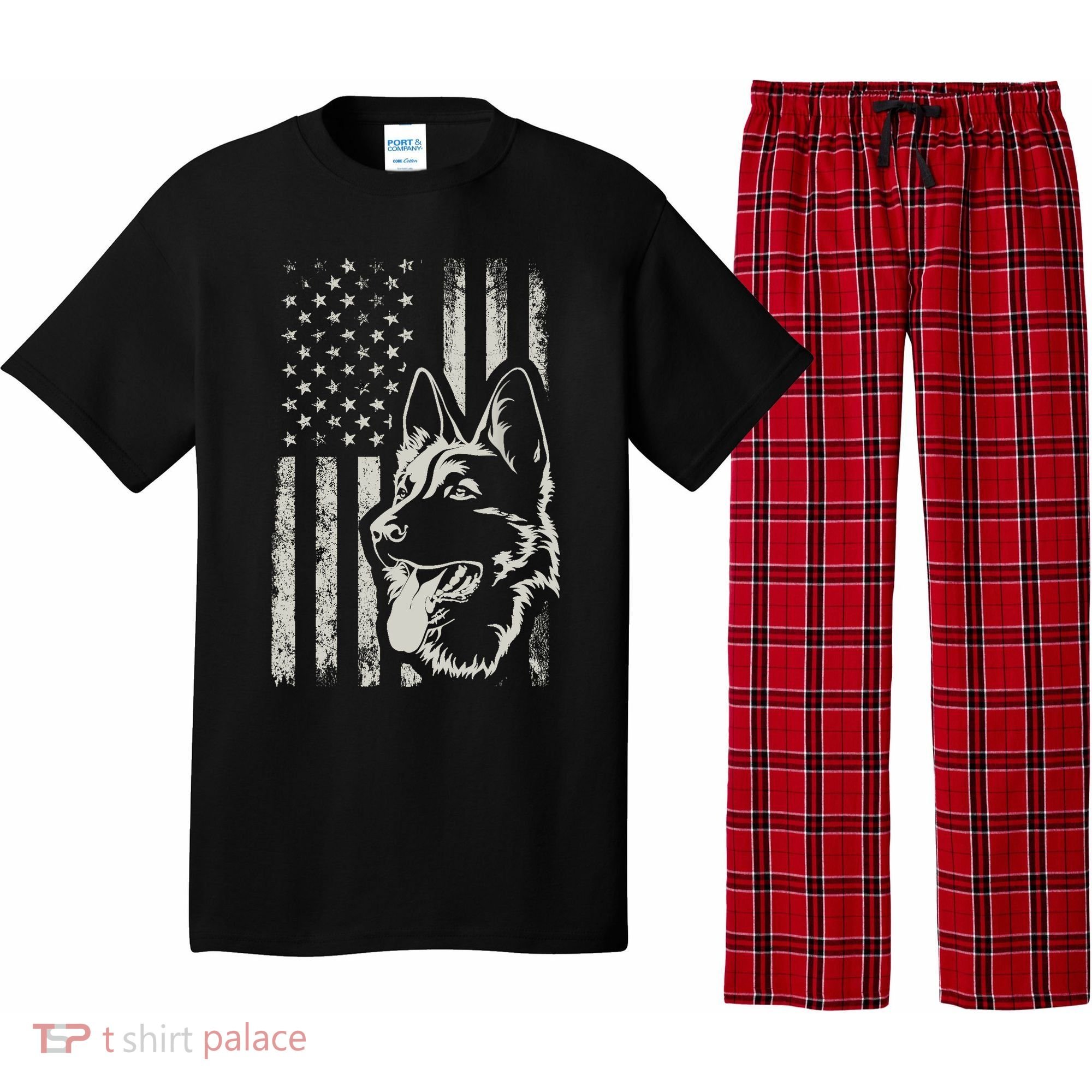 Patriotic German Shepherd AMERICAN FLAG 4th Of July Shepherd Pajama Set