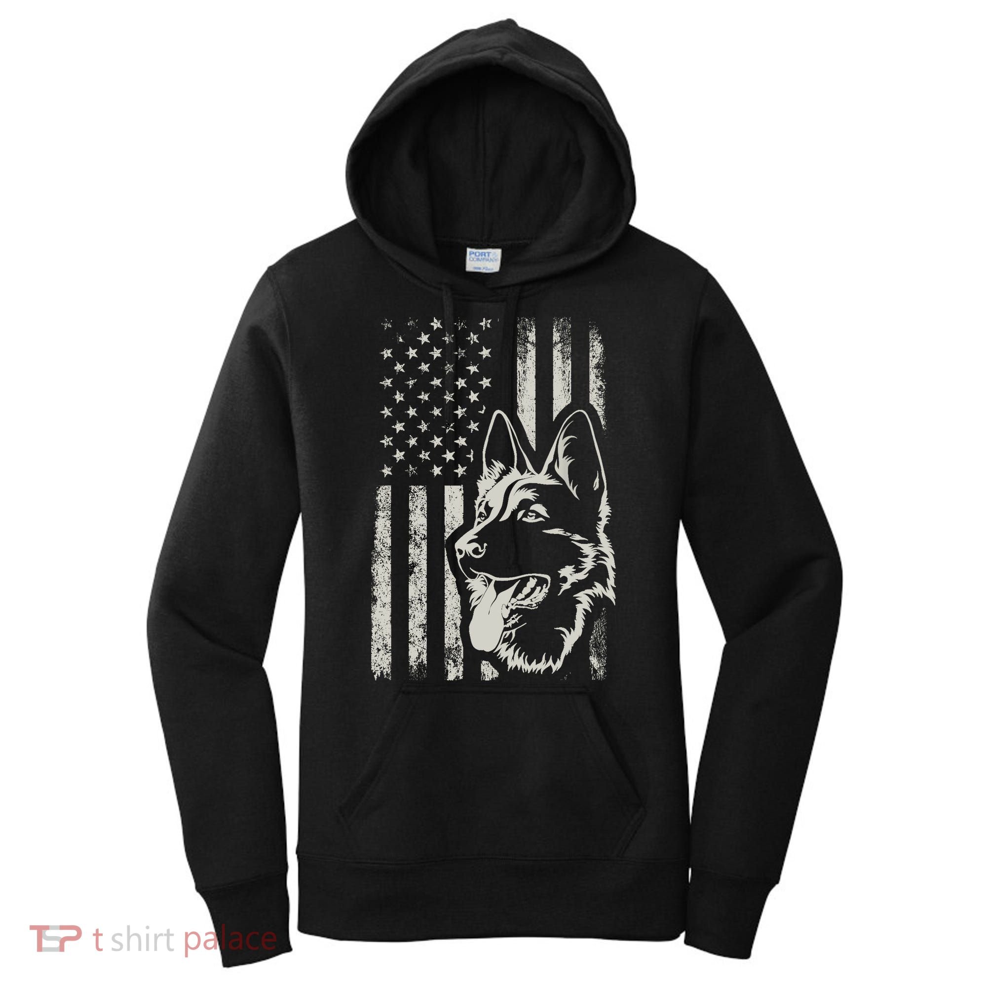 Patriotic German Shepherd AMERICAN FLAG 4th Of July Shepherd Women's Hoodie