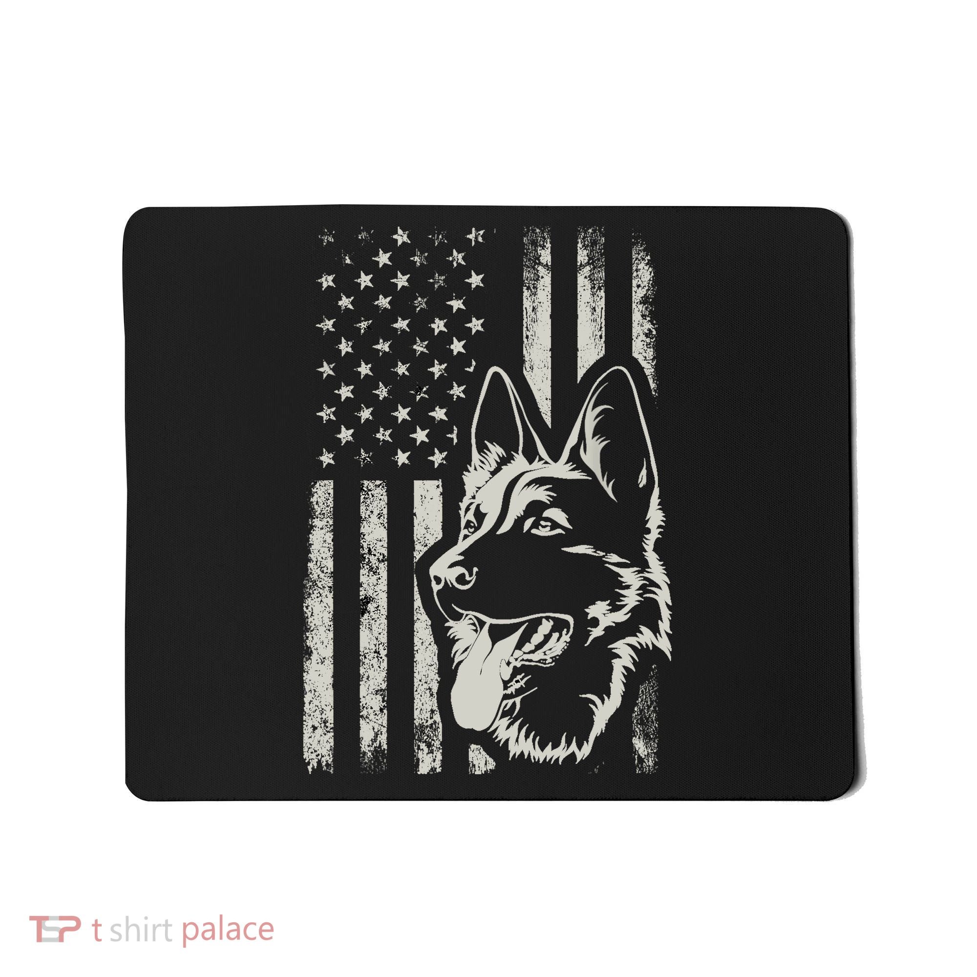 Patriotic German Shepherd AMERICAN FLAG 4th Of July Shepherd Mousepad