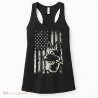 Patriotic German Shepherd AMERICAN FLAG 4th Of July Shepherd Women's Tank Top thumb 0